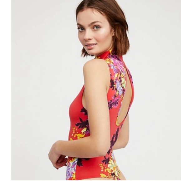 Free People Tops Pixie Floral Print Mock Neck Bodysuit Sleeveless NWT Size XS - Picture 4 of 10